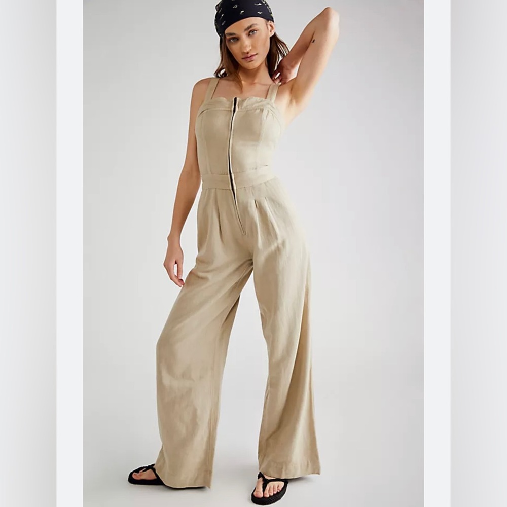 FREE PEOPLE Call On Me ONE PIECE M Medium Linen, Medium